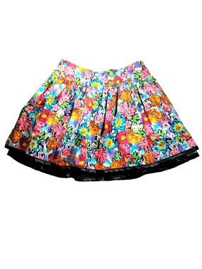 Twenty one layered Mini Skirt Womens Medium Blue Floral Tulle